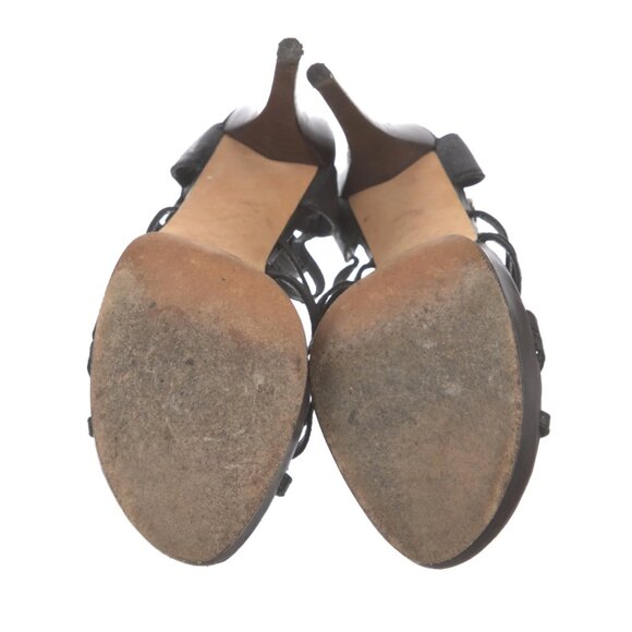 Stuart Weitzman Black Leather Strappy Gladiator Platform Stiletto Sandals 8.5 - Picture 6 of 14